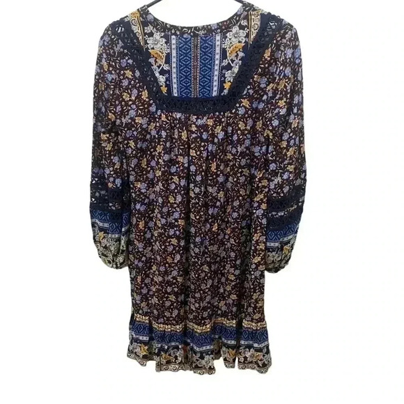 Sundance Simona Boho Floral Print Peasant Dress - Picture 3 of 5